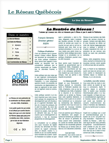 Bulletin Le réseau no. 9 - Automne 2004